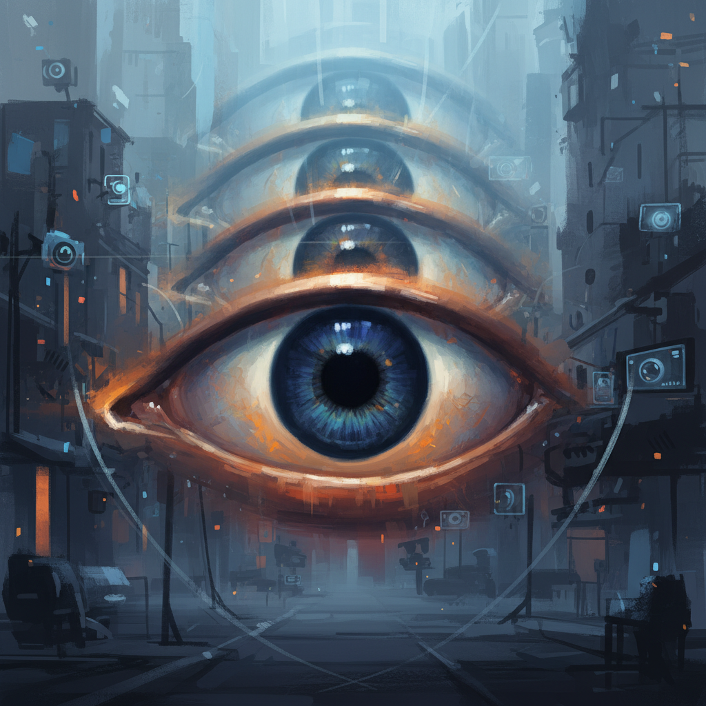 Recursive eyes within eyes, surveillance watching surveillance — the more others watch you, the more you must watch them back